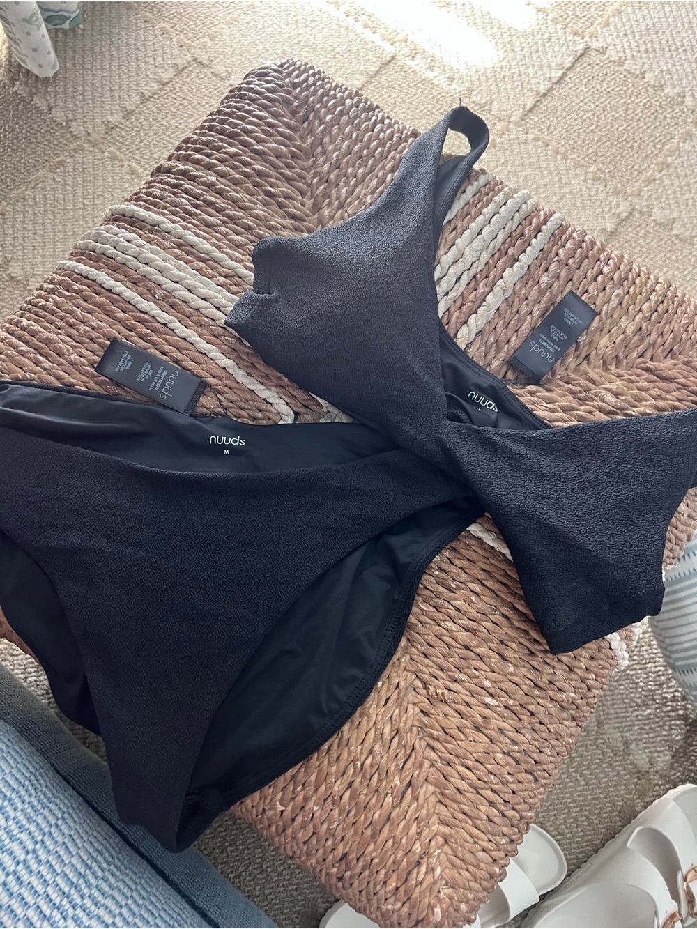 nuuds Black Textured Bikini Top